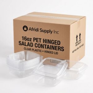 16 oz PET Hinged Salad Container