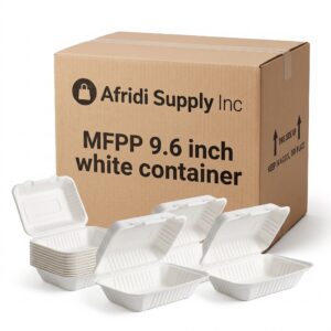MFPP 9.6 Inch White Hinged Container, 1 Compartment
